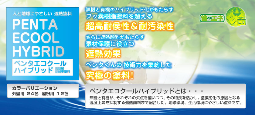 無機と有機のハイブリッド化がもたらすフッ素樹脂塗料。さらに遮熱顔料がもたらす省エネと素材保護に役立つ遮熱効果。