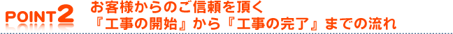 POINT2お客様からのご信頼を頂く「工事開始」から「工事完了」までの流れ。