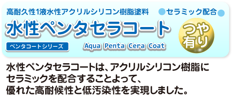 高耐久１液水性アクリルシリコン樹脂塗料 水性ペンタセラコート つや有り