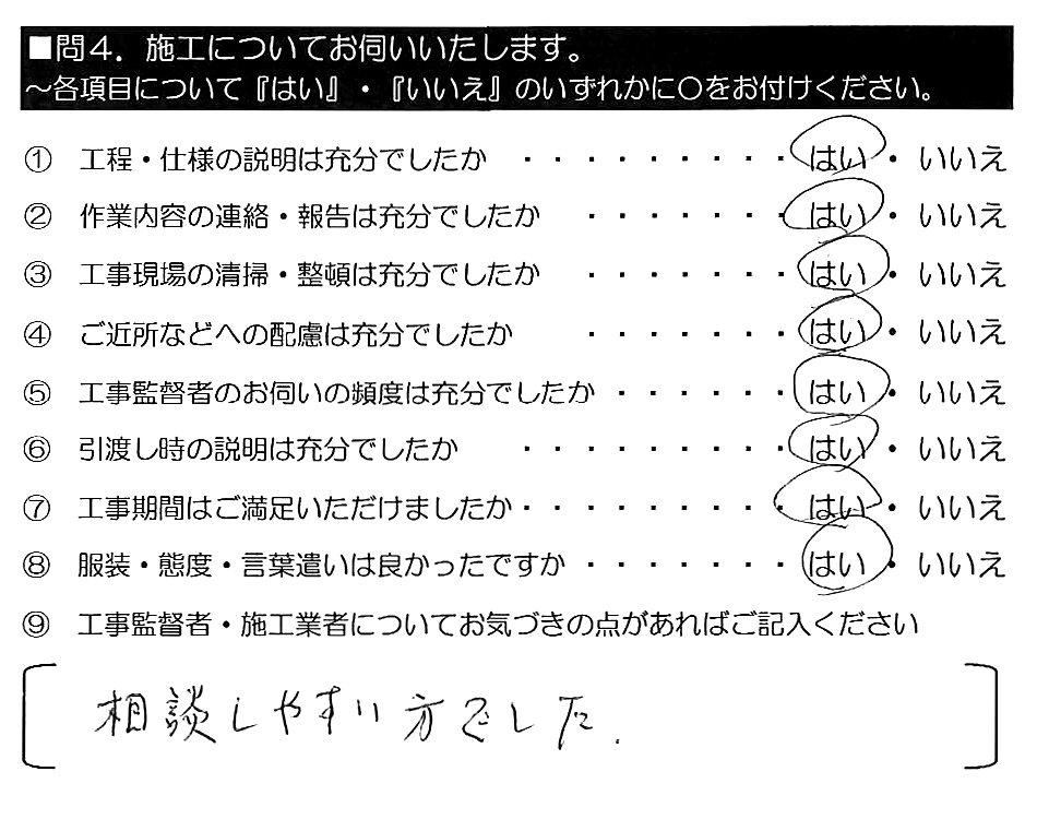 相談しやすい方でした。