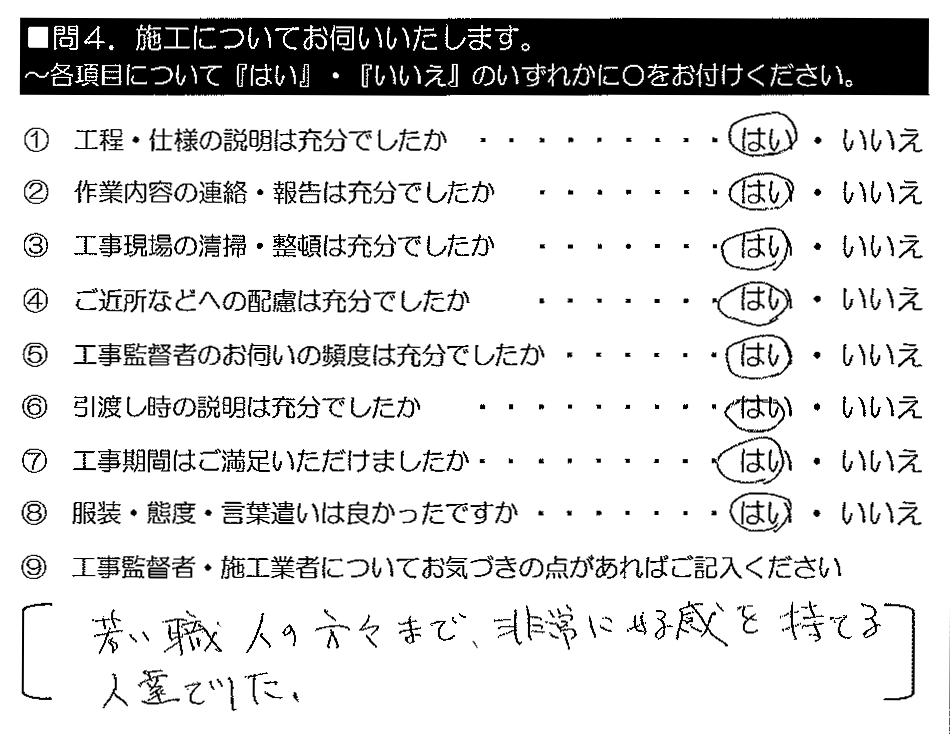 若い職人の方々まで、非常に好感を持てる人達でした。