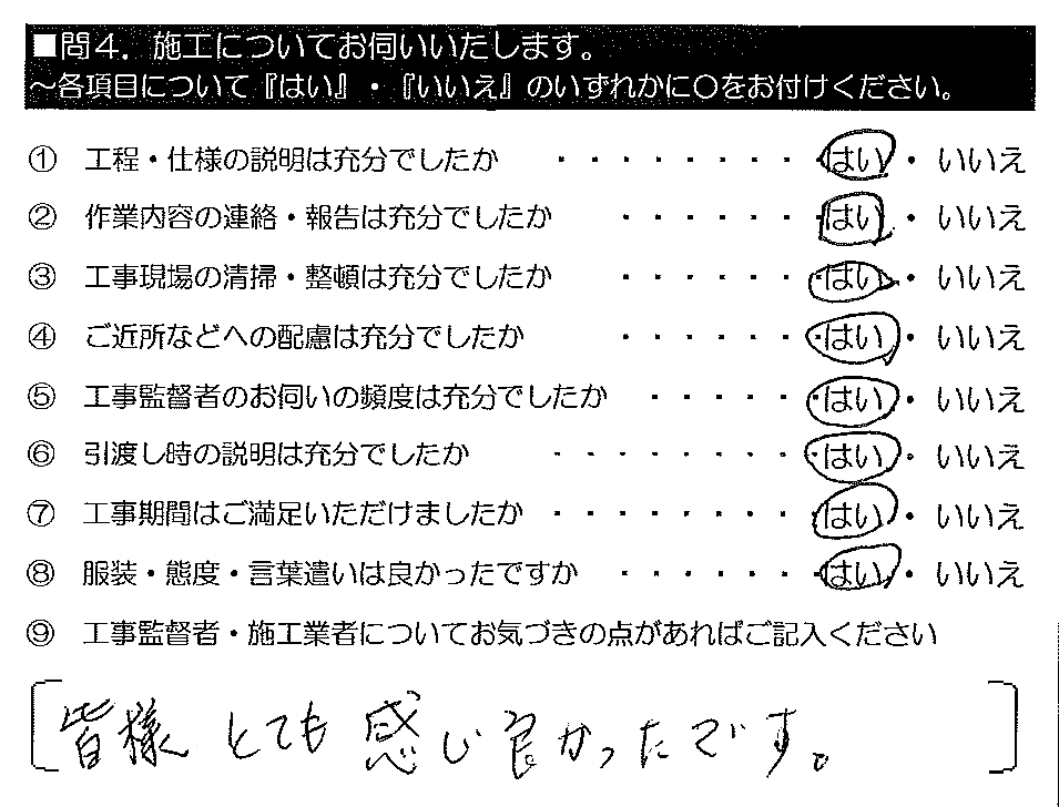 皆様とても感じ良かったです。