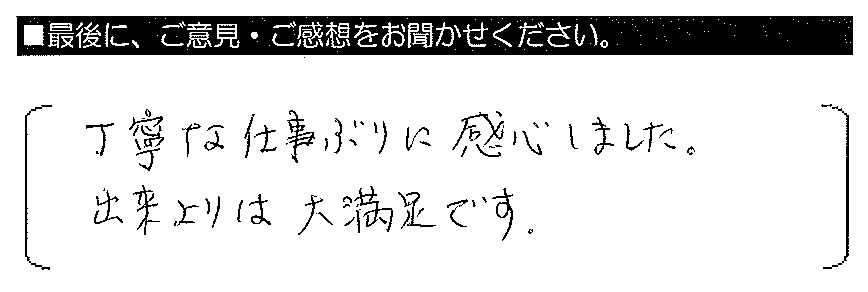 丁寧な仕事ぶりに感心しました。出来上がりは大満足です。