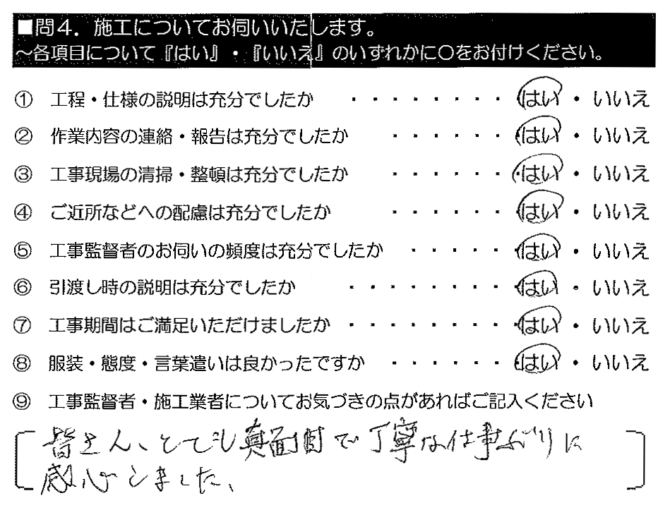 皆さん、とても真面目で丁寧な仕事ぶりに感心しました。