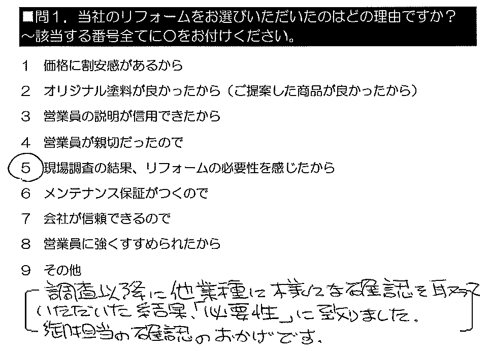 調査以降に他業種に様々な確認を