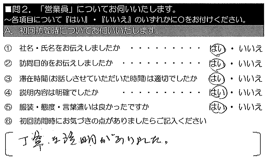 丁寧な説明がありました。