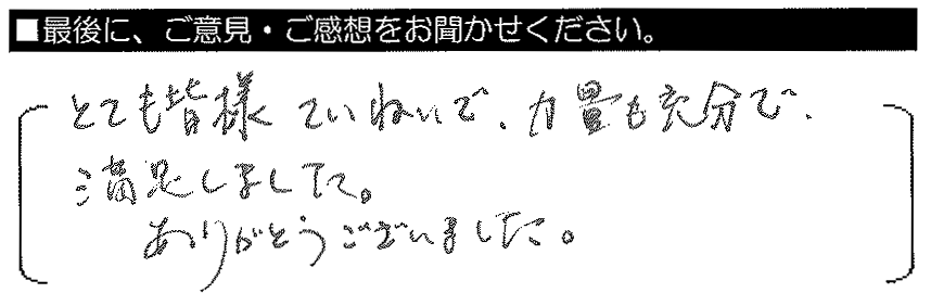 とても皆様ていねいで、力量も充分で満足しました。