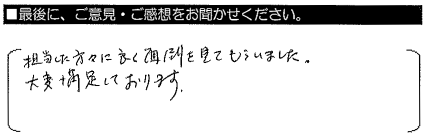 担当した方々に良く面倒を見てもらいました。大変満足しております。