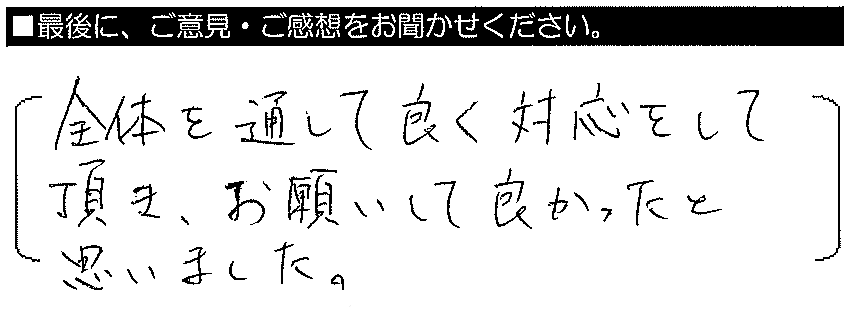 予定よりも早くに終了。大変助かりました。ありがとうございました。