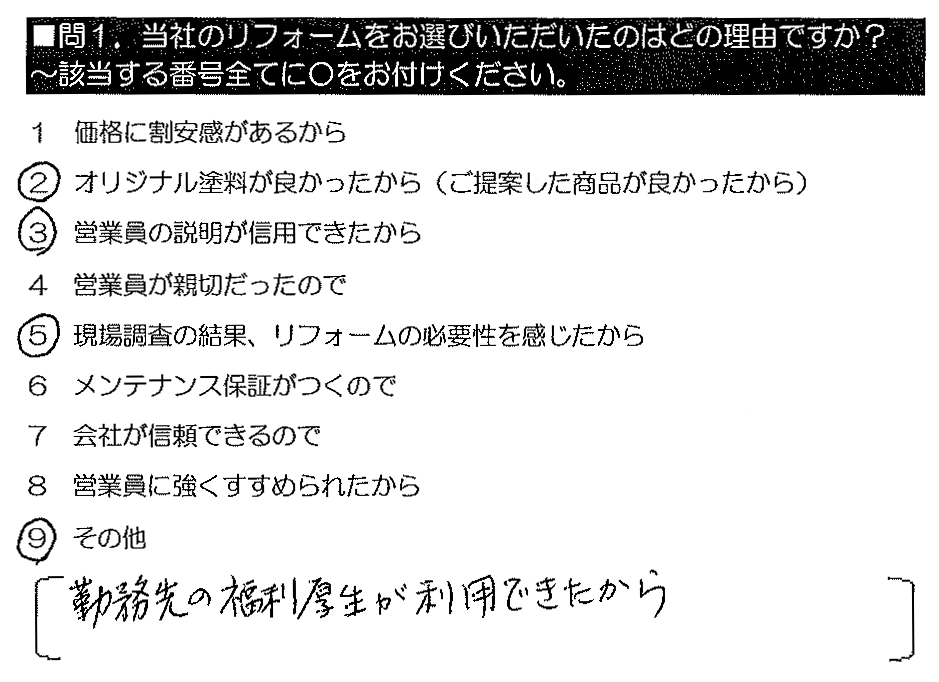 勤務先の福利厚生が利用できたから。