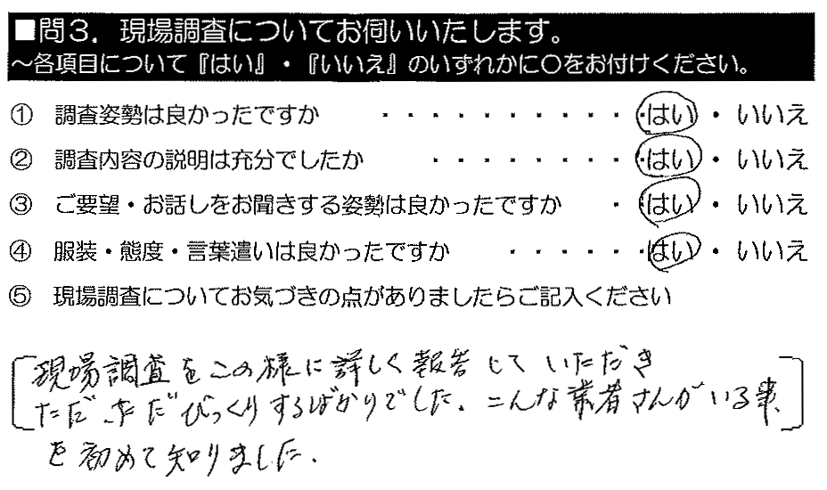 現場調査をこの様に詳しく報告していただき、ただただびっくりするばかりでした。