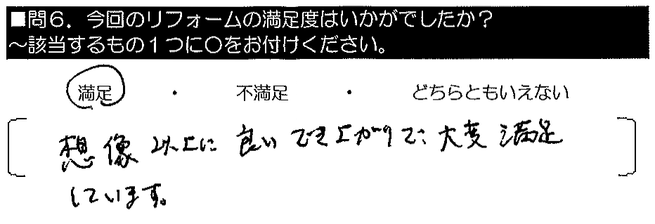 想像以上に良い出来上がりで、大変満足しています。