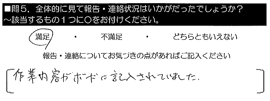 作業内容がボードに記入されていました。