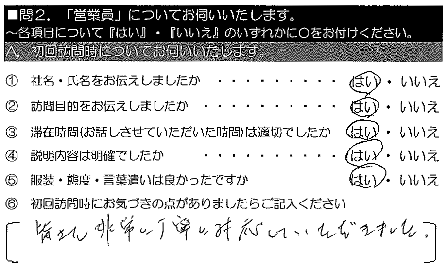 皆さん非常に丁寧に対応していただきました。