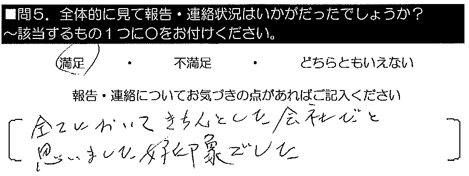 全てにおいてきちんとした会社だと思いました。好印象でした。