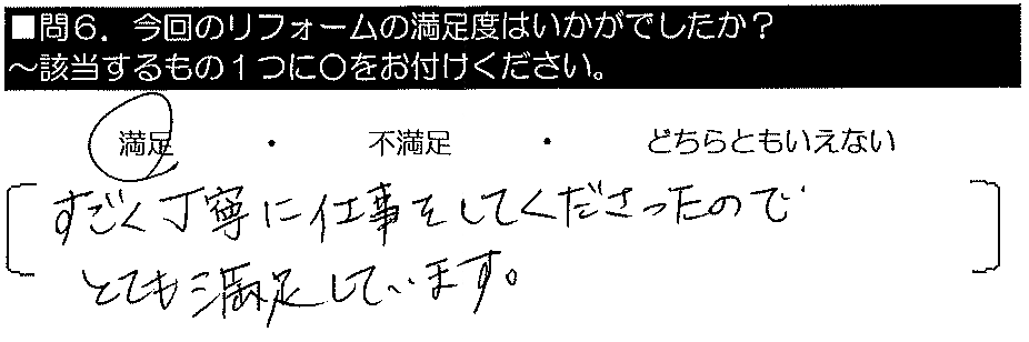 すごく丁寧に仕事をしてくださったので、とても満足しています。