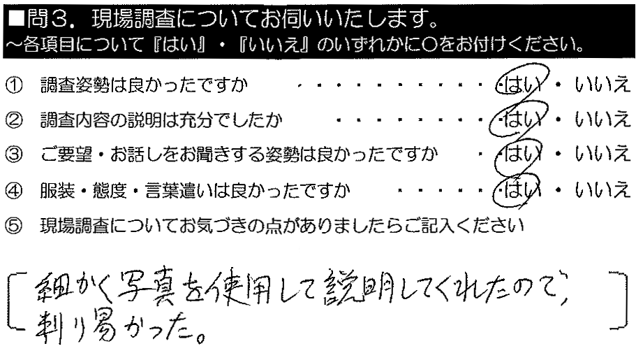 細かく写真を使用して説明してくれたので、分かりやすかった。