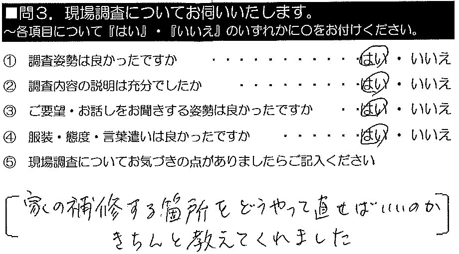 家の補修する箇所をどうやって直せばいいのか、