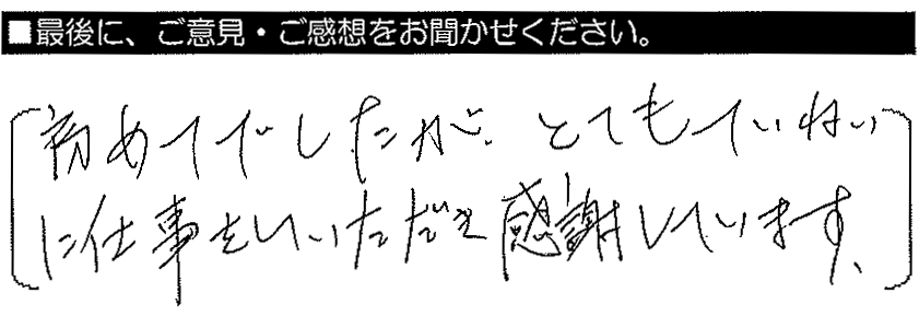 初めてでしたが、とても丁寧な仕事をしていただき感謝しています。