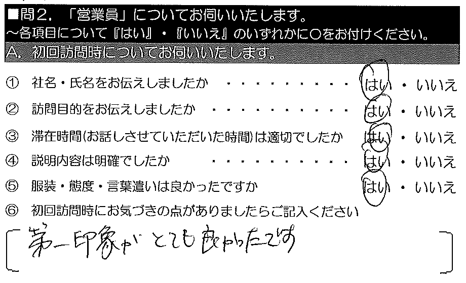 第一印象がとても良かったです。