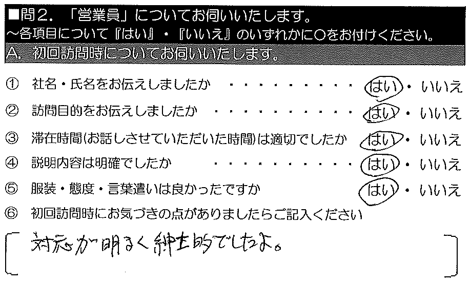 対応が明るく紳士的でしたよ。