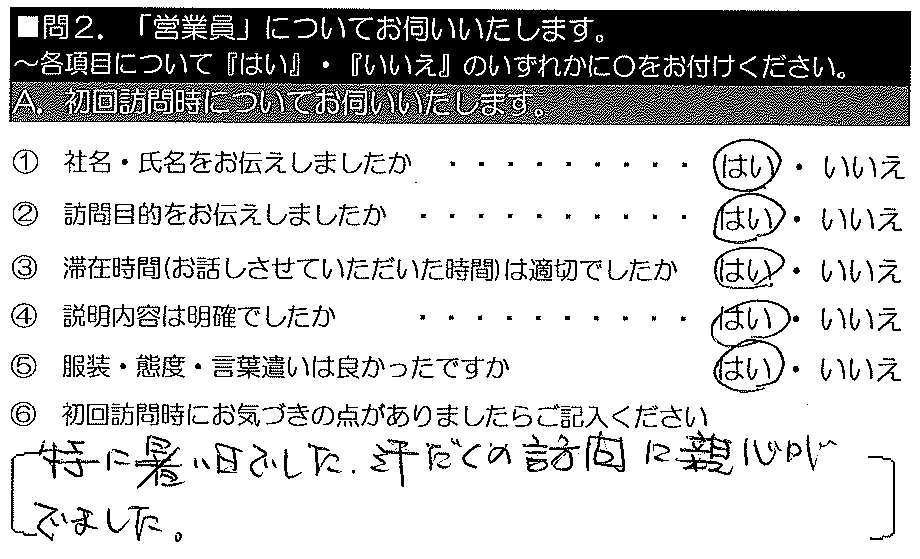 特に暑い日でした。汗だくの訪問に