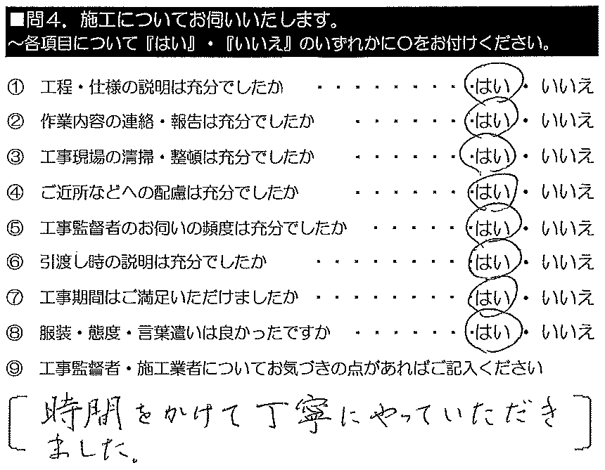 時間をかけて丁寧にやっていただきました