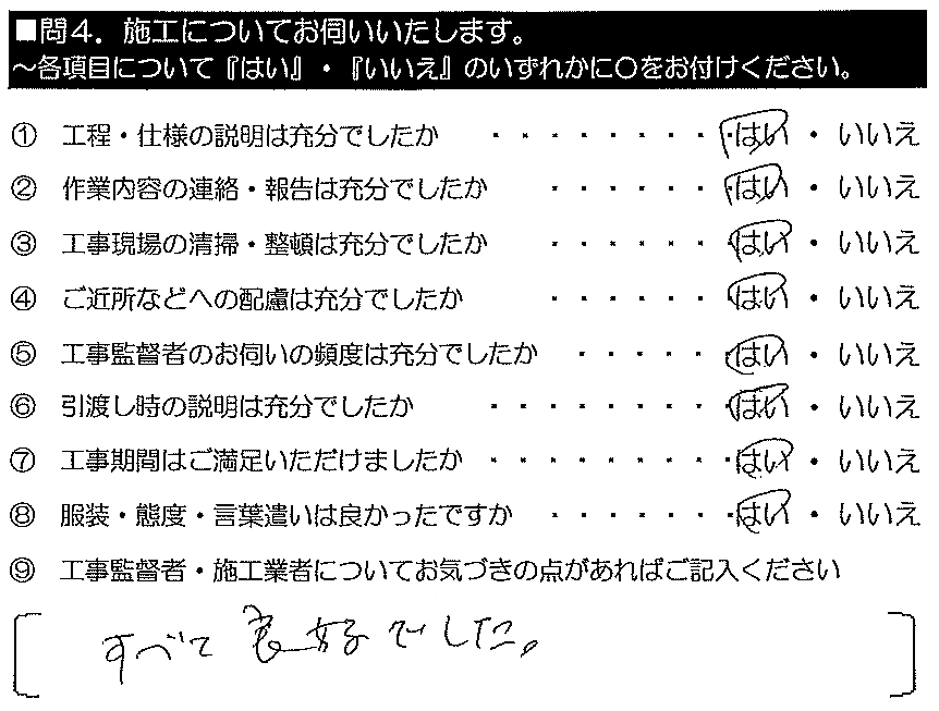 すべて良好でした。