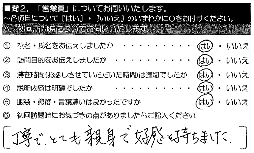 丁寧で、とても親身で好感を持ちました。