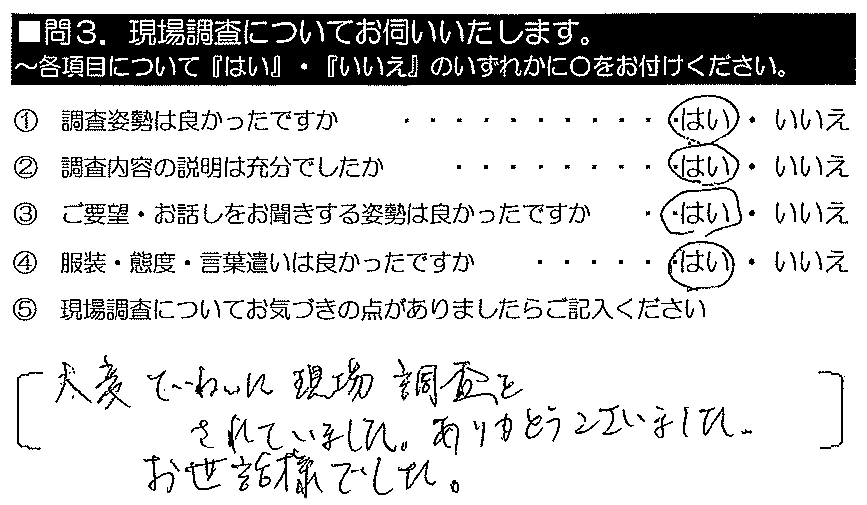 大変ていねいに現場調査をされていました。