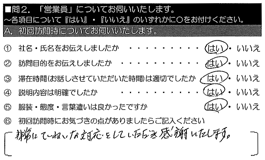 非常にていねいな対応をしていただき感謝いたします。