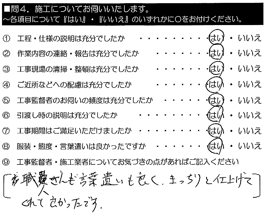 物置の取壊し・物の移動・玄関前タイルの清掃なども、快く引き受けて下さり助かりました。