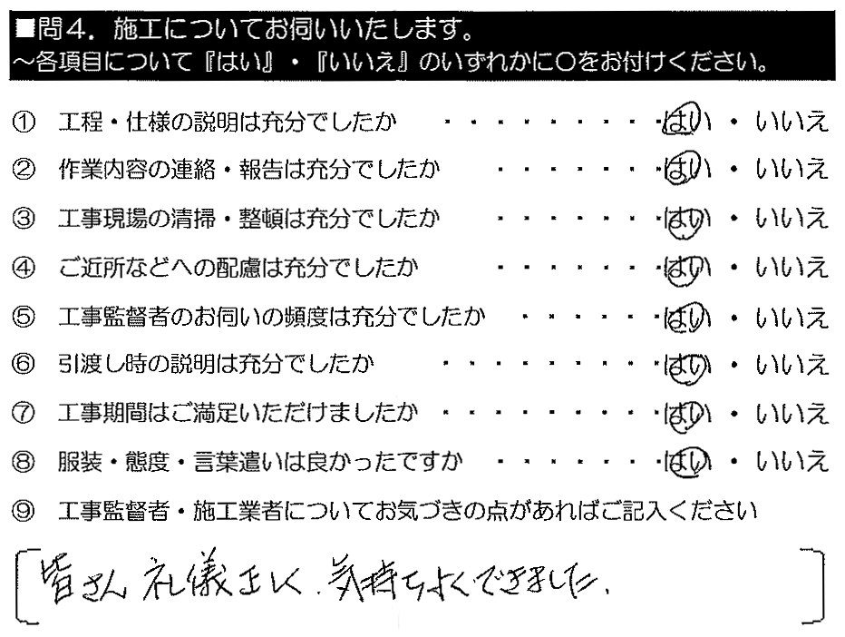 皆さん礼儀正しく、気持ちよくできました。