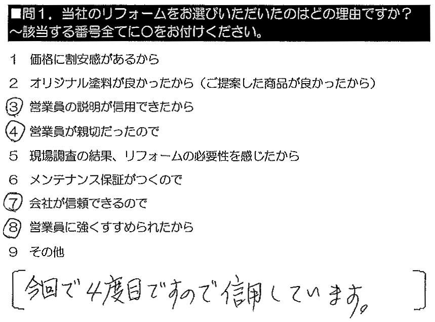 今回で4度目ですので信用しています。