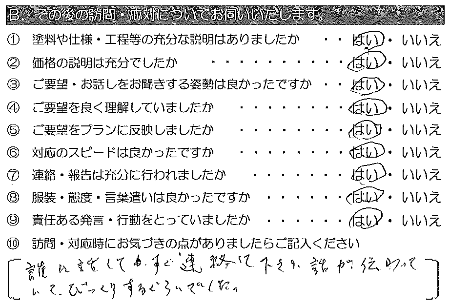 誰に話してもすぐ連絡して下さり、話が伝わっていてビックリするくらいでした。