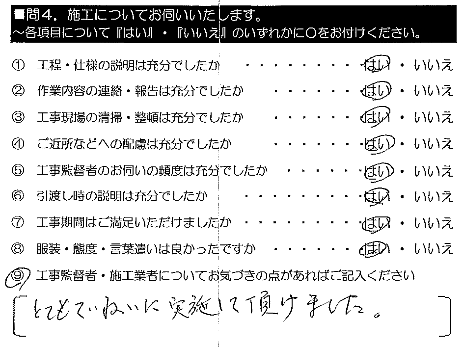 とてもていねいに実施していただけました。