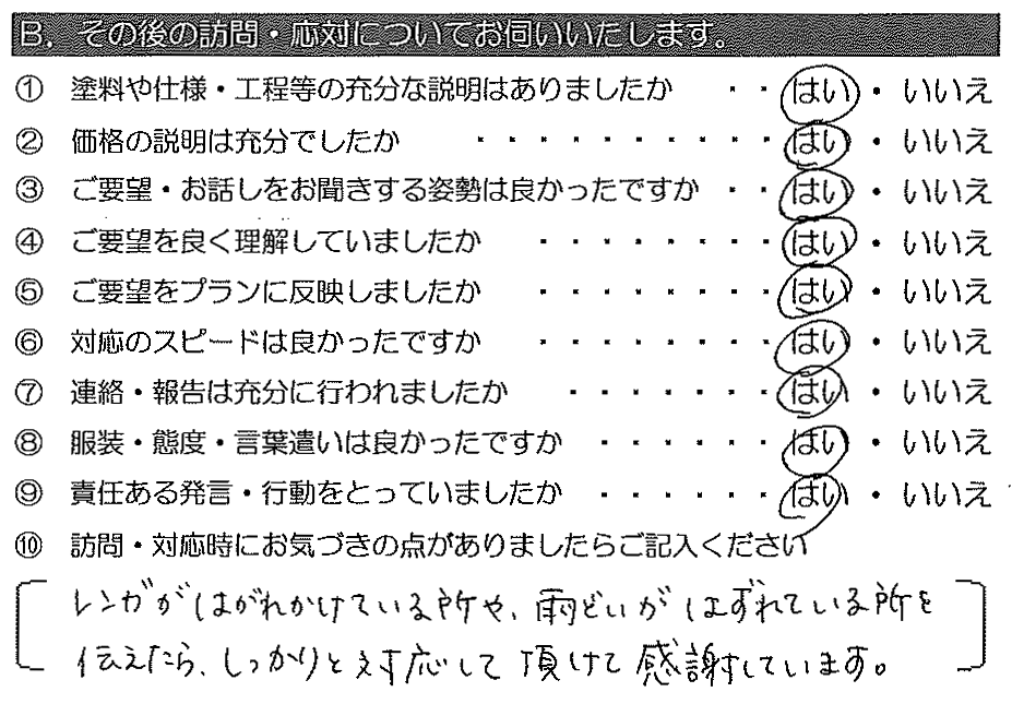 レンガがはがれかけている所や、雨樋がはずれている所