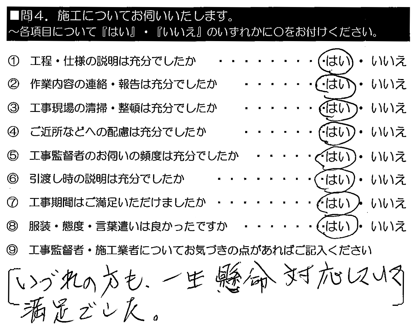 いずれの方も、一生懸命対応していて満足でした。