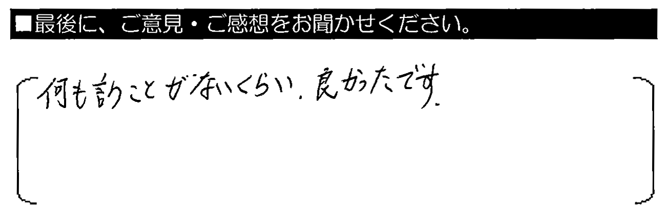 何も言うことがないくらい良かったです。