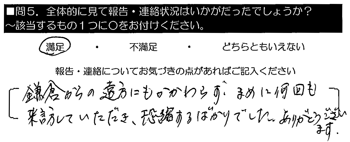 鎌倉からの遠方にもかかわらず、まめに何回も来訪していただき、