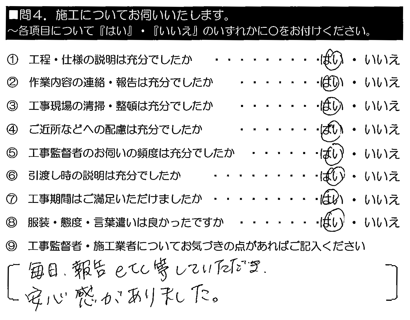 毎日報告etc等していただき安心感がありました。