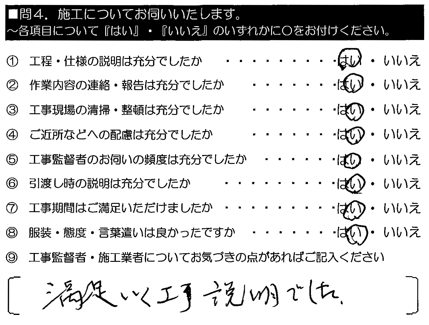 満足いく工事・説明でした。