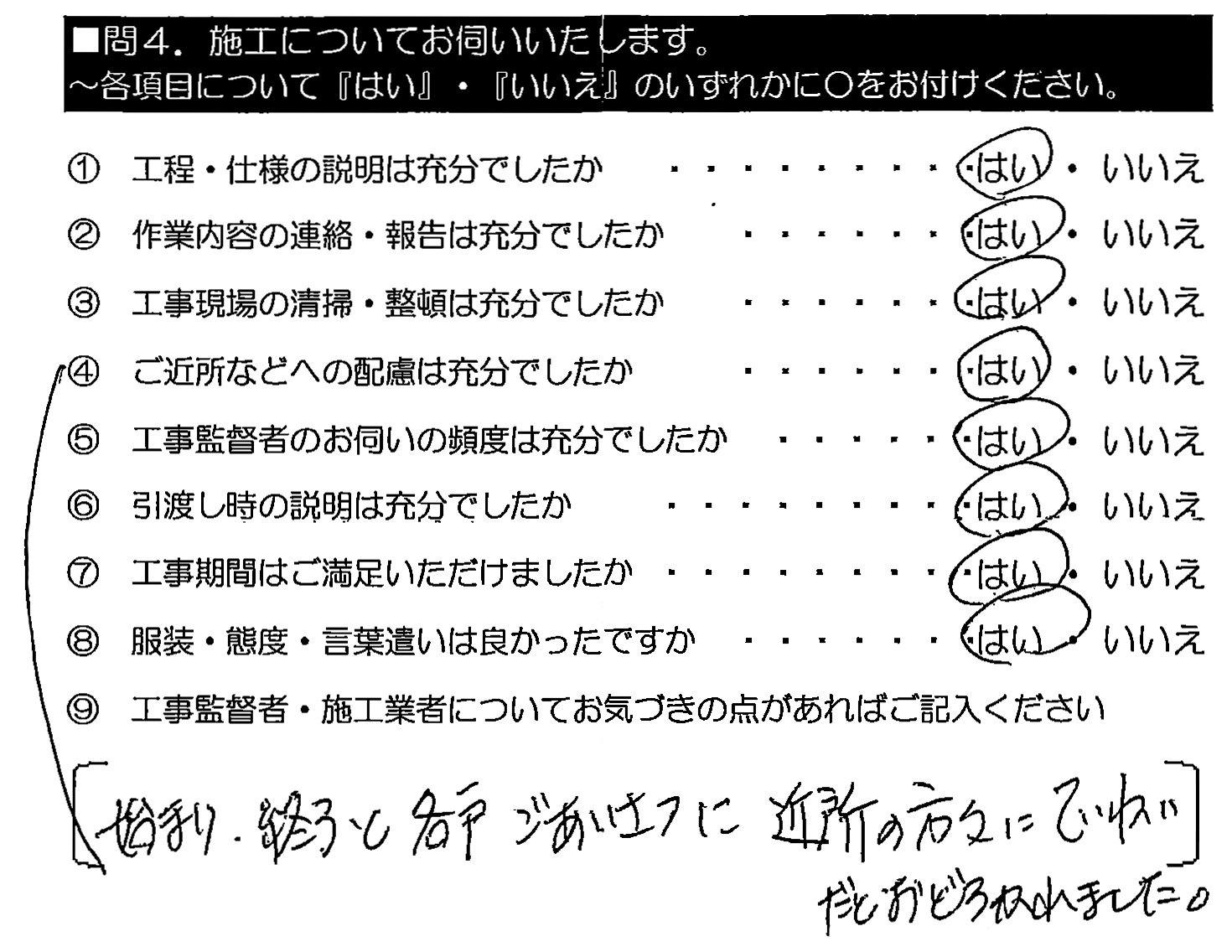 始まり・終わりと各戸ごあいさつに、