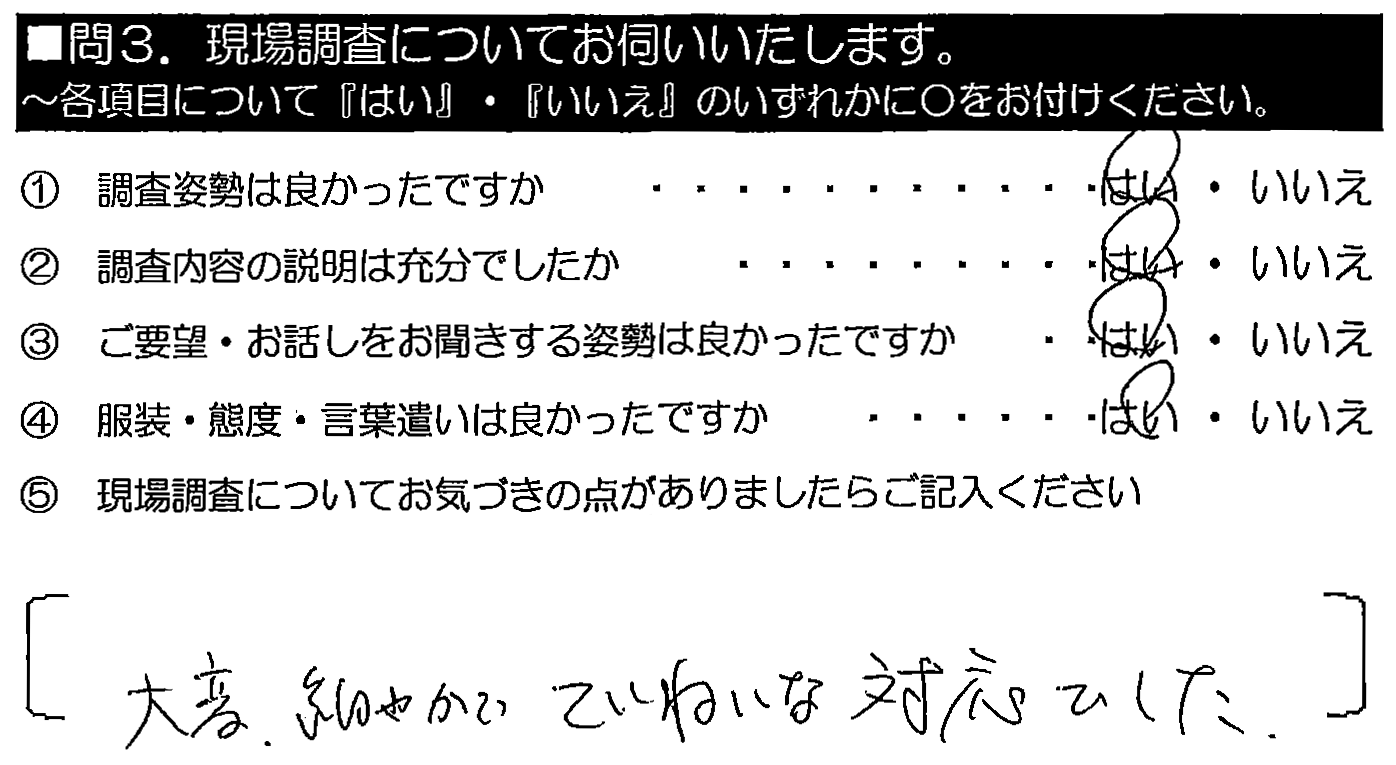 大変細やかでていねいな対応でした。