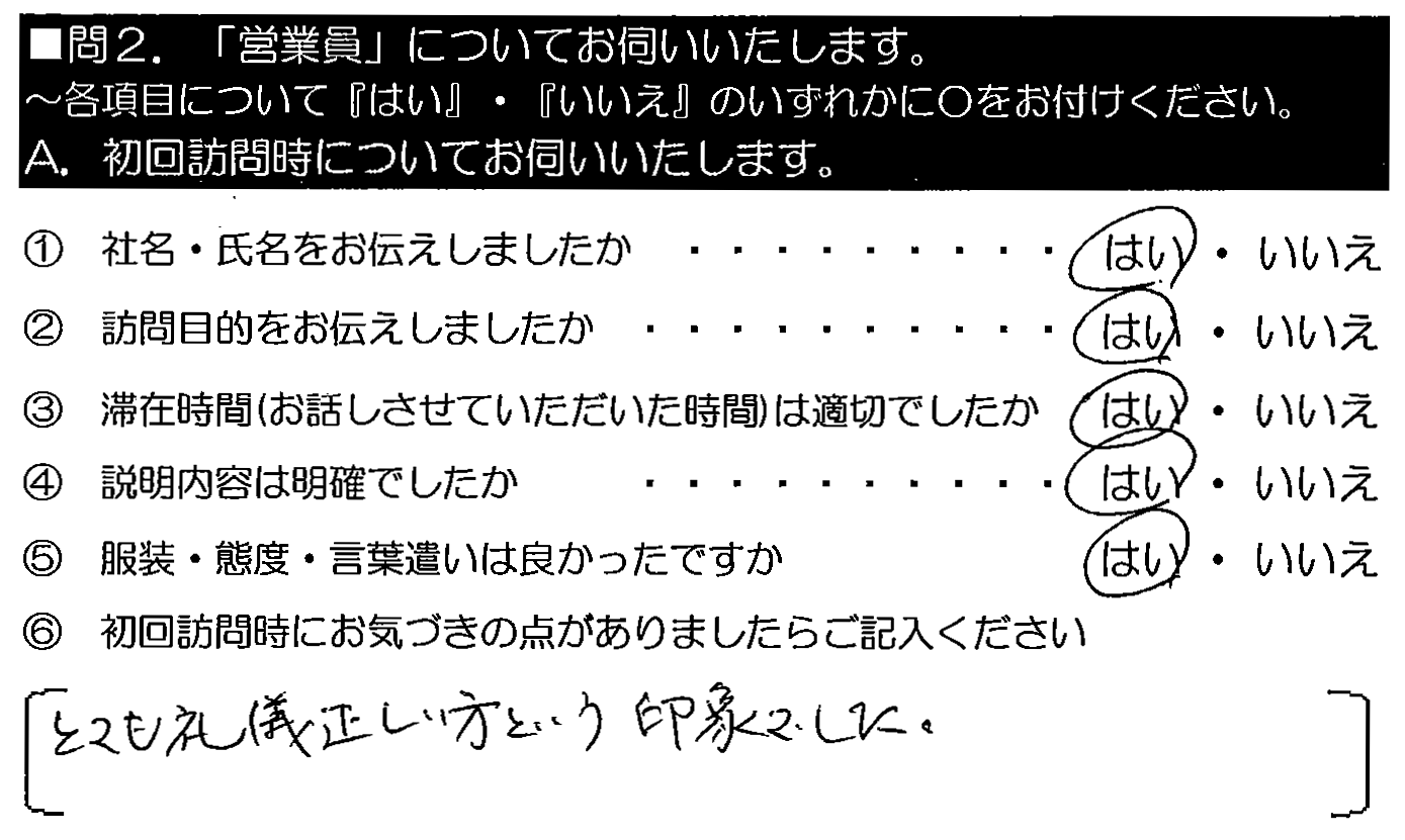 とても礼儀正しい方という印象でした。