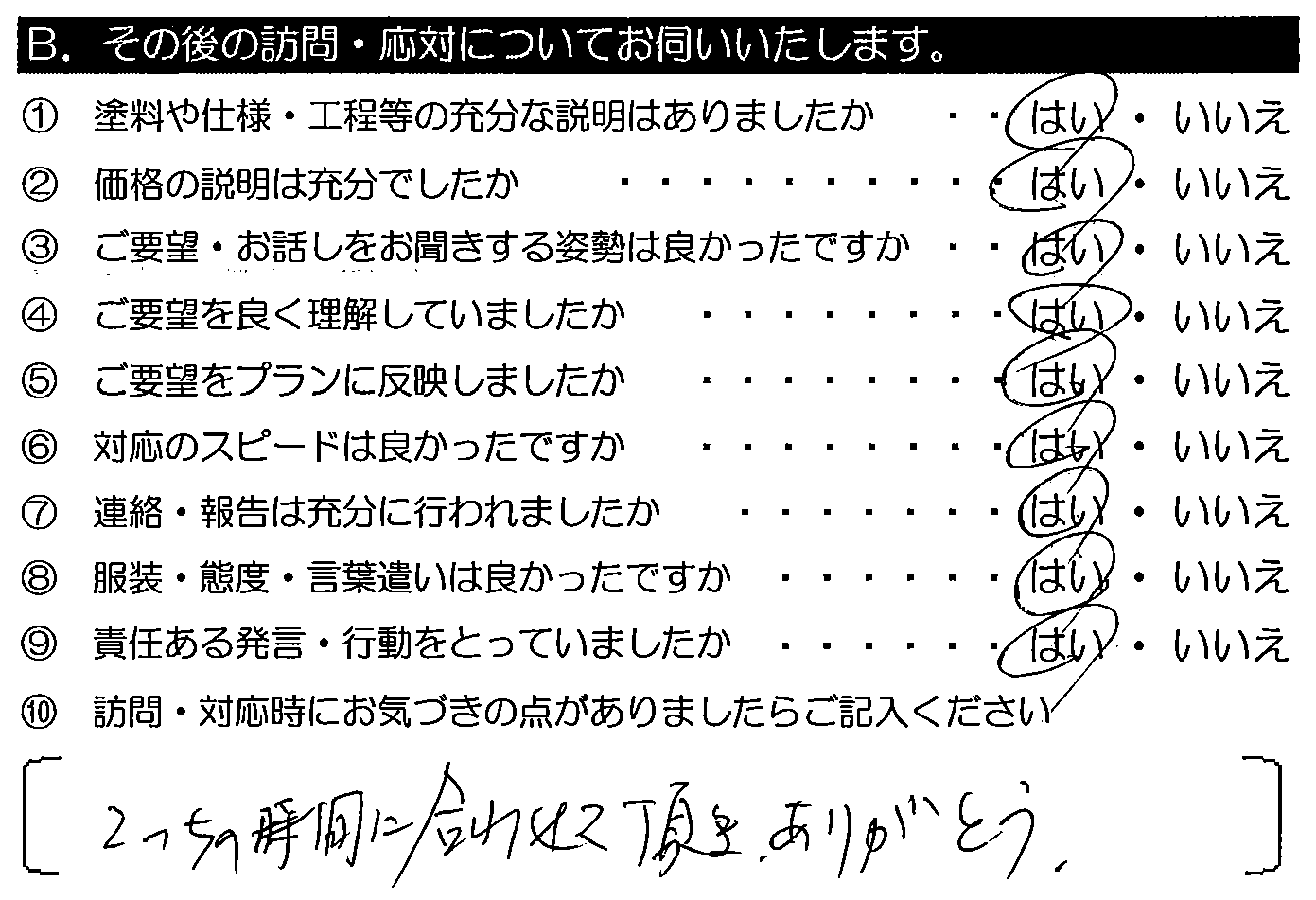 こっちの時間に合わせて頂きありがとう。