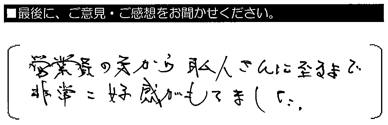 営業員の方から職人さんに至るまで、非常に好感