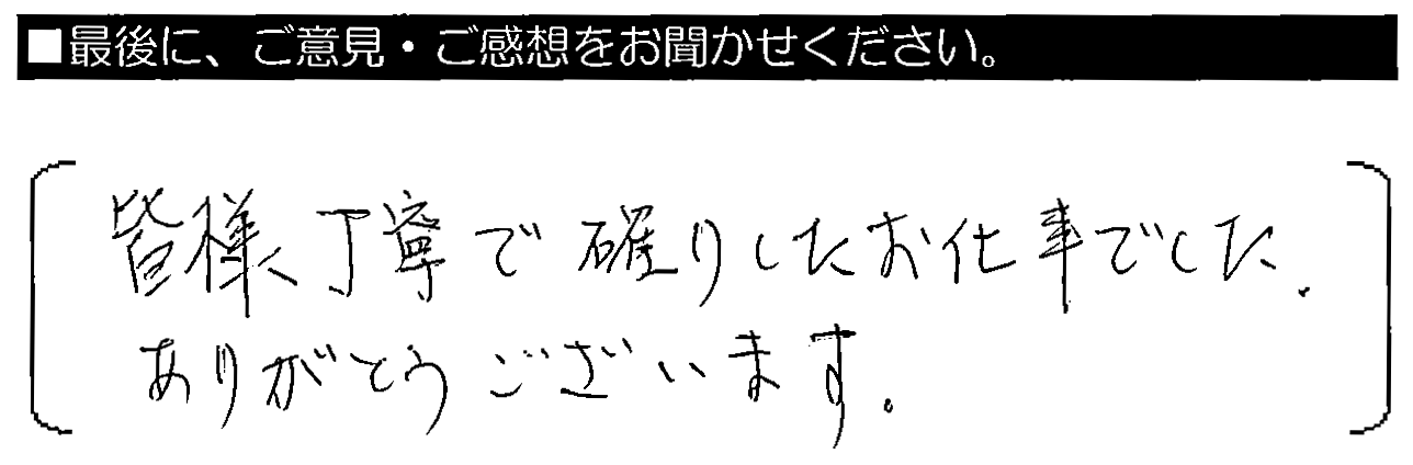 皆様丁寧で確りしたお仕事でした。