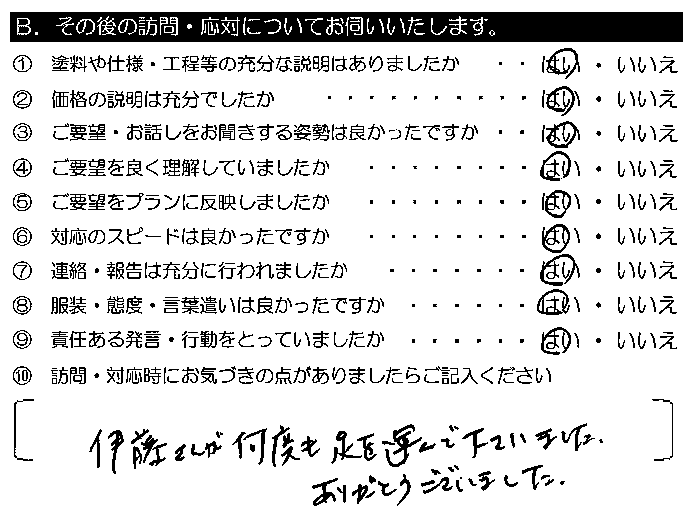 伊藤さんが何度も足を運んで下さいました。ありがとうございました。