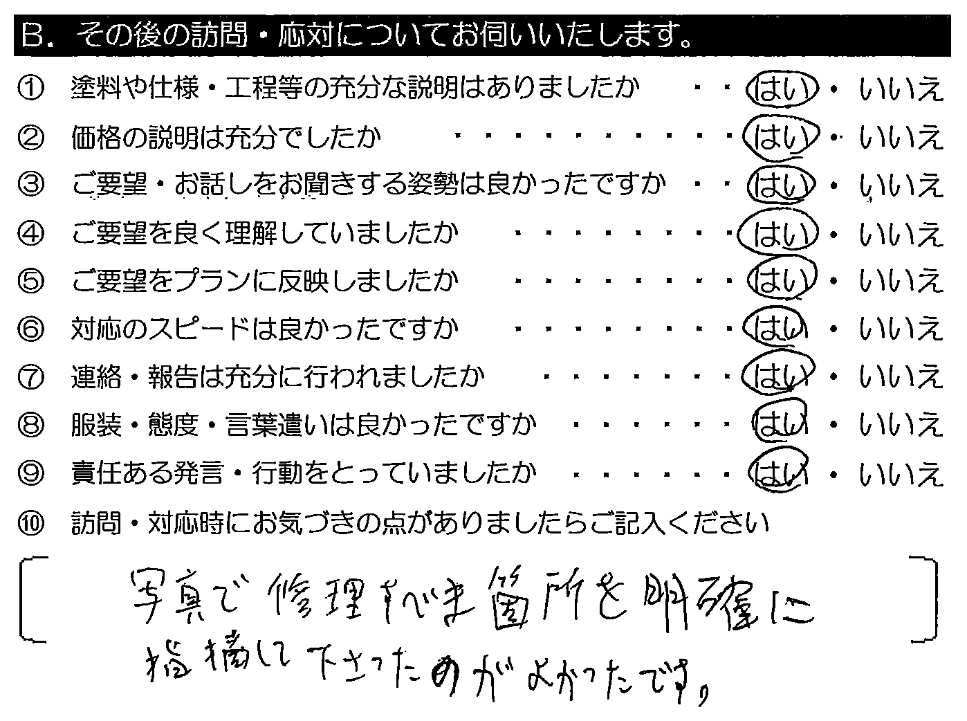 皆さんとても親切で、仕事も丁寧で満足しています。